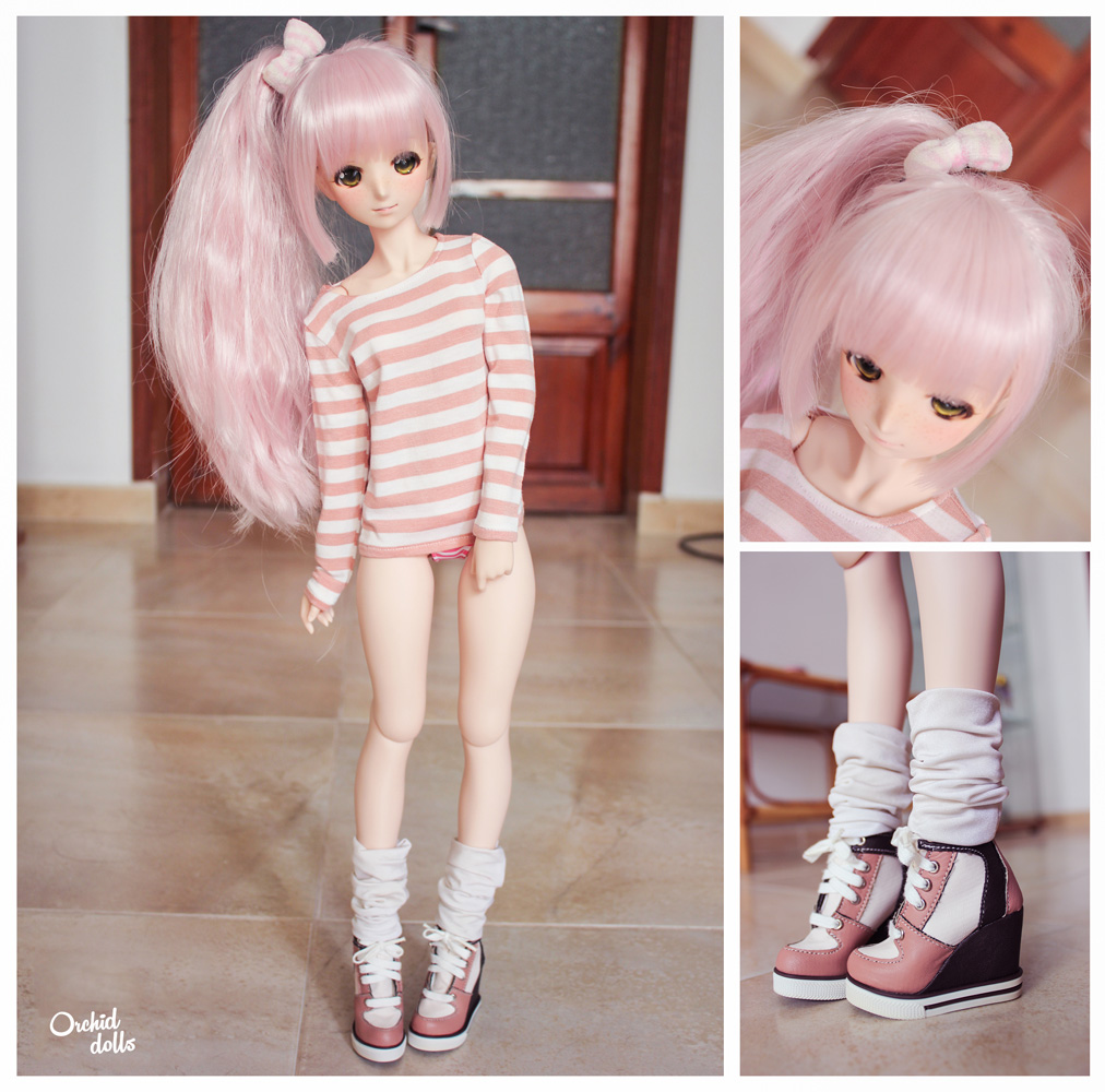 11# Pink Striped Shins Socks/Stockings For 1/4 MSD 1/3 SD DZ BJD Dollfie PF